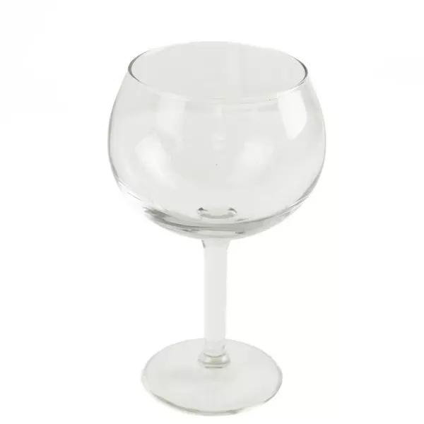 Hand-Blown Clear Glass Wine Glass 7" Tall Balloon Bowl Stem