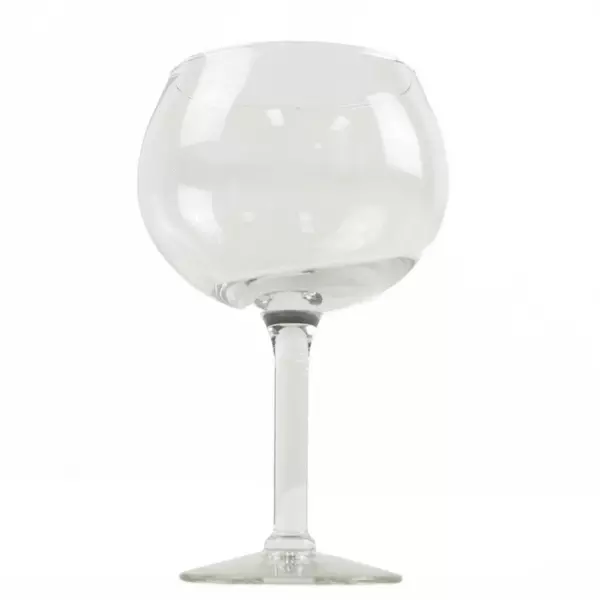 Hand-Blown Clear Glass Wine Glass 7" Tall Balloon Bowl Stem