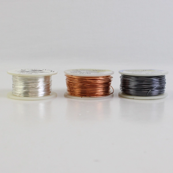 Lot of 3 Artistic Wire 8, 10 & 15 yds. Spools, Silver, Copper, Dark Grey New  