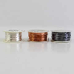Lot of 3 Artistic Wire 8, 10 & 15 yds. Spools, Silver, Copper, Dark Grey New  
