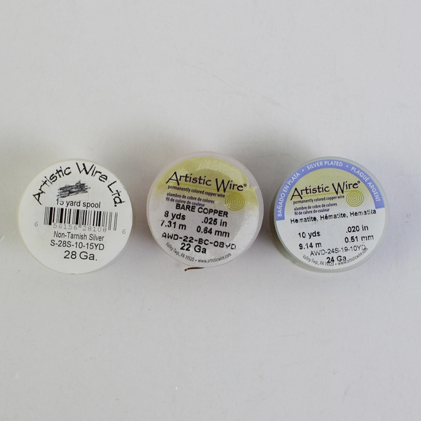 Lot of 3 Artistic Wire 8, 10 & 15 yds. Spools, Silver, Copper, Dark Grey New  