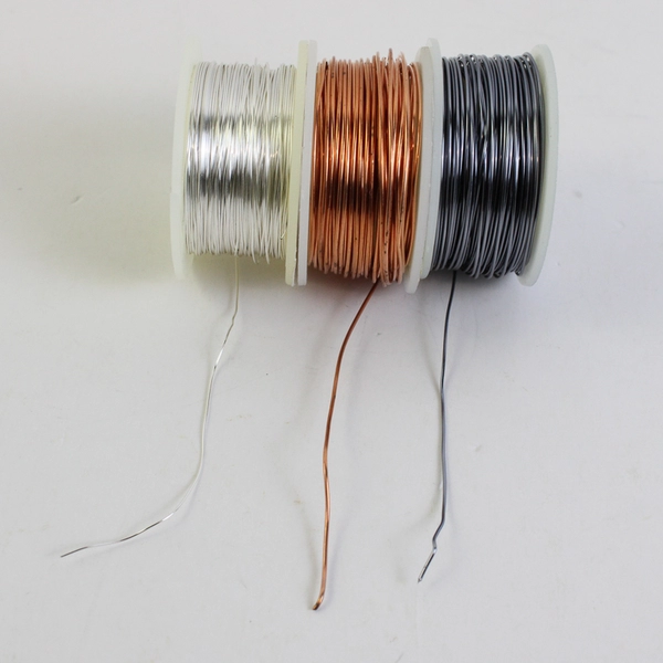 Lot of 3 Artistic Wire 8, 10 & 15 yds. Spools, Silver, Copper, Dark Grey New  