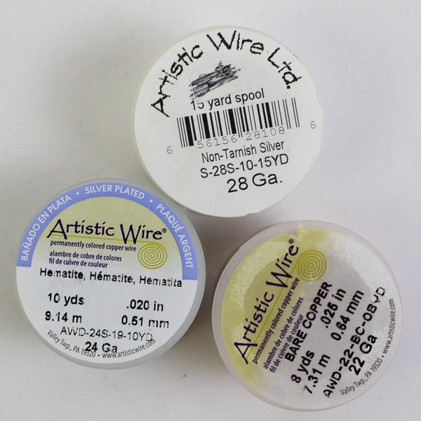 Lot of 3 Artistic Wire 8, 10 & 15 yds. Spools, Silver, Copper, Dark Grey New  