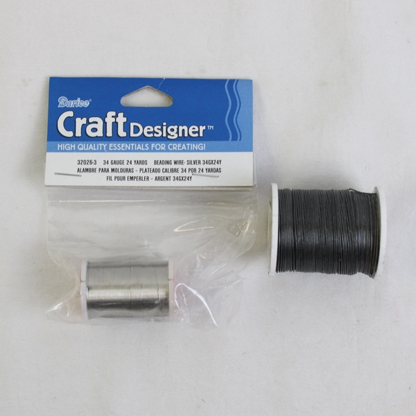 Lot of 2 Spools Craft Designer Silver Beading Wire Silver & Grey