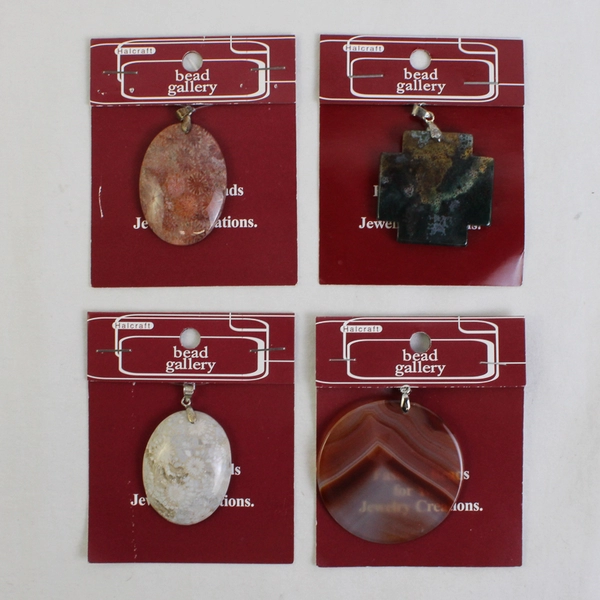 Lot of 4 Halcraft Bead Gallery Fashion Stone Pendants, New