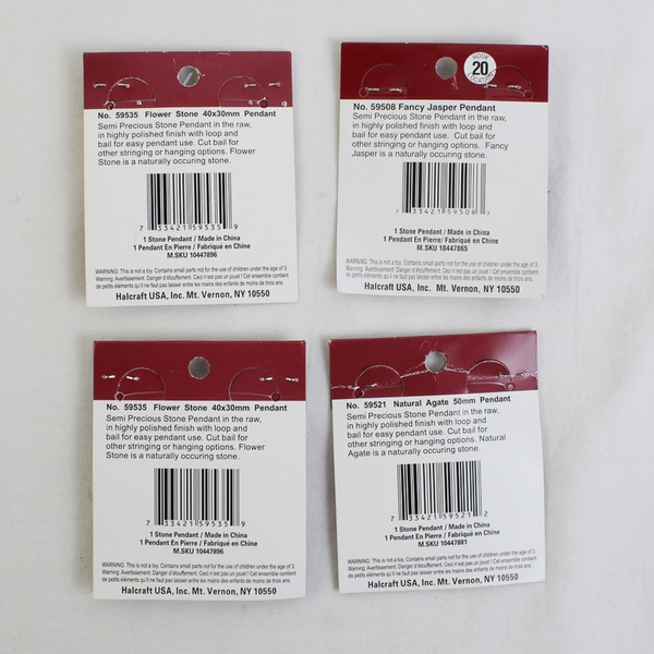 Lot of 4 Halcraft Bead Gallery Fashion Stone Pendants, New