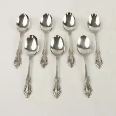 Set of 7 Oneida Raphael Stainless Oval Soup Spoons 