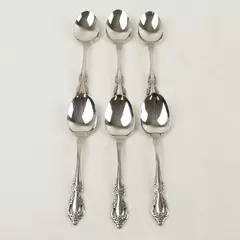 Set of 6 Oneida Raphael Stainless Oval Soup Spoons
