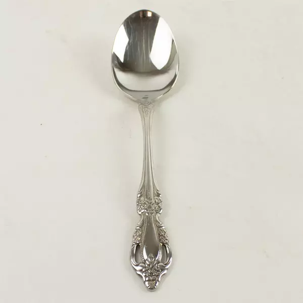 Set of 6 Oneida Raphael Stainless Oval Soup Spoons