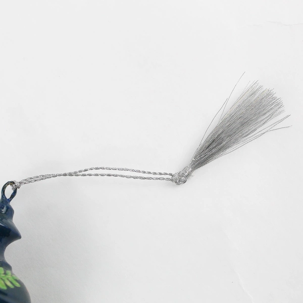 Hand-Painted Floral European Folk Art Blue Wooden Christmas Ornament