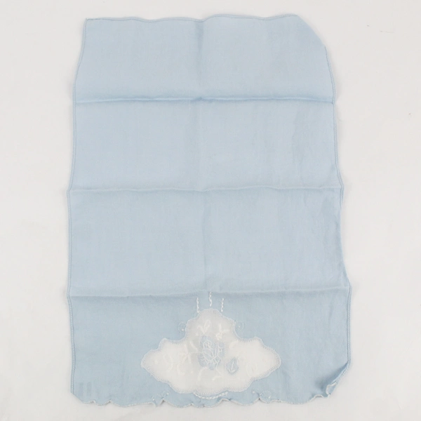 Vintage Baby Blue Embroidered Cutwork Handkerchief