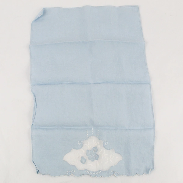 Vintage Baby Blue Embroidered Cutwork Handkerchief