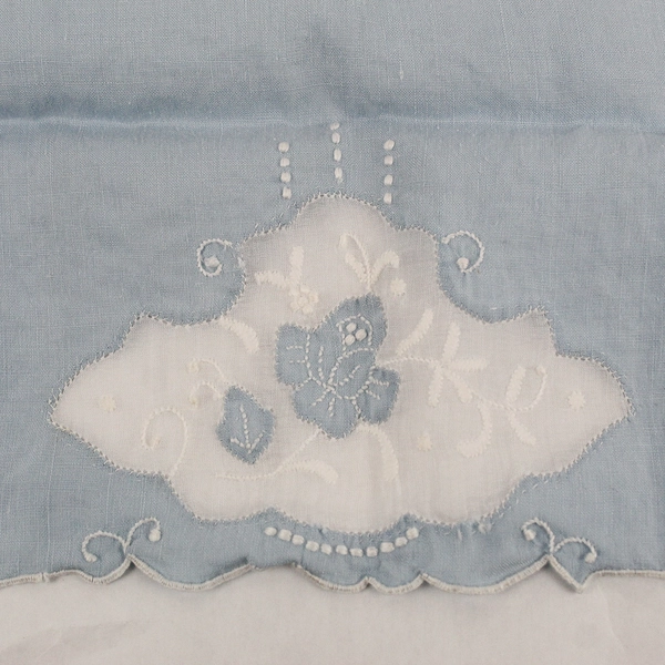 Vintage Baby Blue Embroidered Cutwork Handkerchief