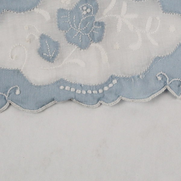 Vintage Baby Blue Embroidered Cutwork Handkerchief