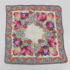 Vintage Women's Vibrant Multicolor Floral Handkerchief