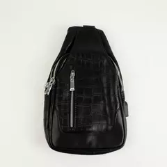 New Crocodile/Alligator Leather Sling Backpack Black Unique