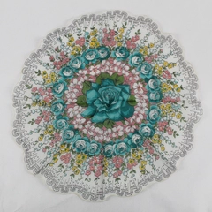 Women's Vintage Multicolor Pastel Floral Print Round Handkerchief