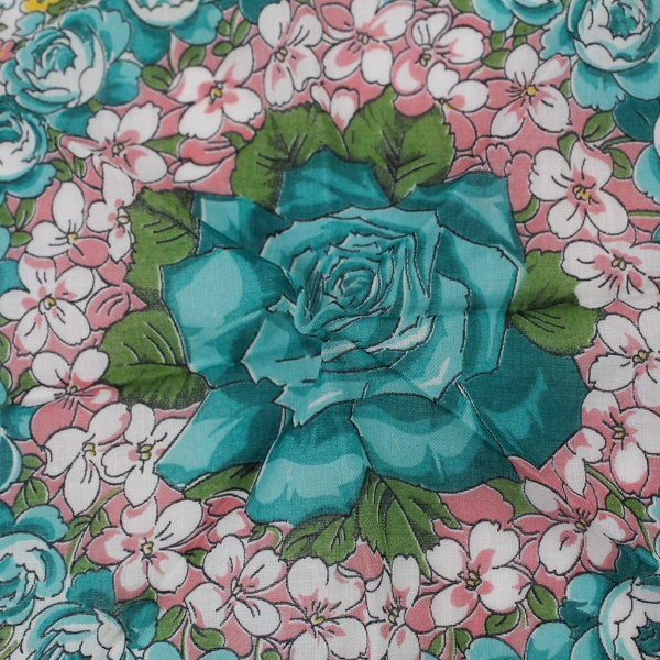 Women's Vintage Multicolor Pastel Floral Print Round Handkerchief