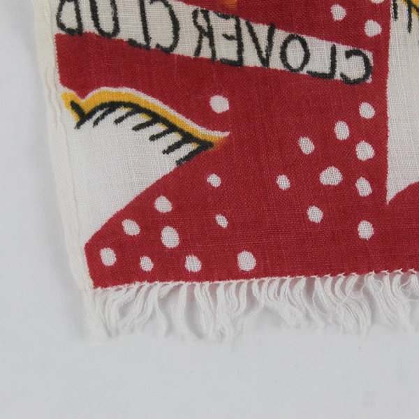 Vintage Novelty Cocktail-Themed Fringed Handkerchief