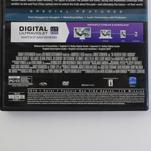 The Divergent Series: Insurgent DVD, 2015