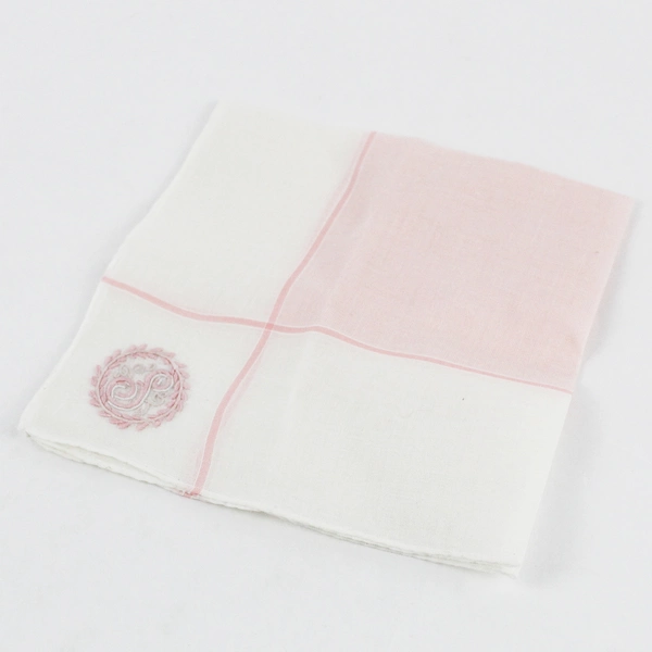Vintage S Monogram Pink Embroidery On Sheer Handkerchief