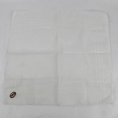 Vintage R Monogram Brown Embroidery On Sheer White Handkerchief