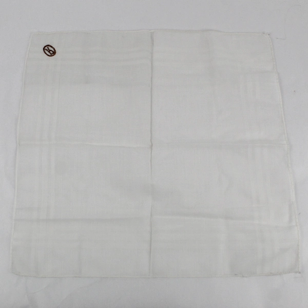 Vintage R Monogram Brown Embroidery On Sheer White Handkerchief
