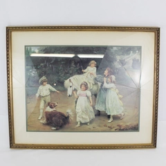 Antique Art Print "Golden Hours” 1903 Signed Arthur J Elsley Framed 26" x 31.5"