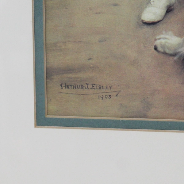 Antique Art Print "Golden Hours” 1903 Signed Arthur J Elsley Framed 26" x 31.5"