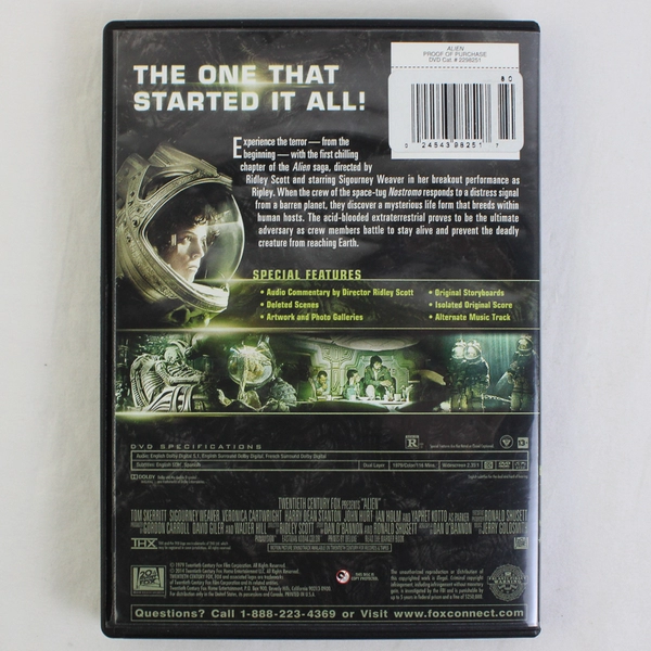 Alien Directed By Ridley Scott (DVD, 1 Disc, 20th Century Fox, 1979)