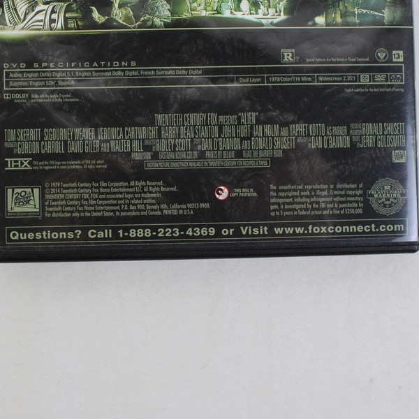 Alien Directed By Ridley Scott (DVD, 1 Disc, 20th Century Fox, 1979)