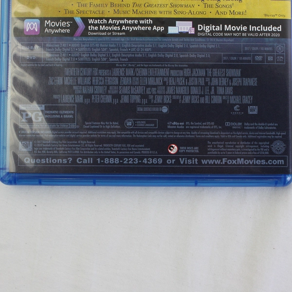  The Greatest Showman (Blu-ray & DVD, 2 Disc, 20th Century Fox, 2017)