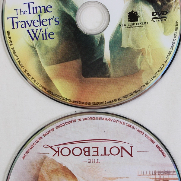 Lot Of 2 The Time Traveler's Wife & The Notebook (DVD, 2008, 2004, No DVD Cases)