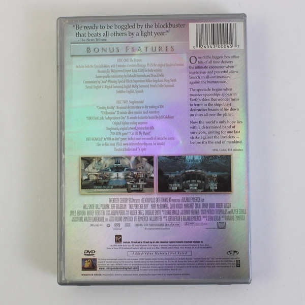 Independence Day DVD 1996 Set of 2 Discs 20th Century Fox Will Smith Sci-Fi