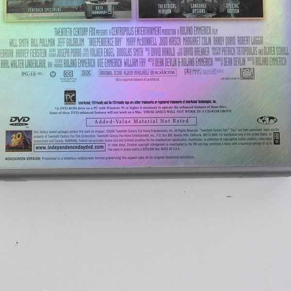 Independence Day DVD 1996 Set of 2 Discs 20th Century Fox Will Smith Sci-Fi