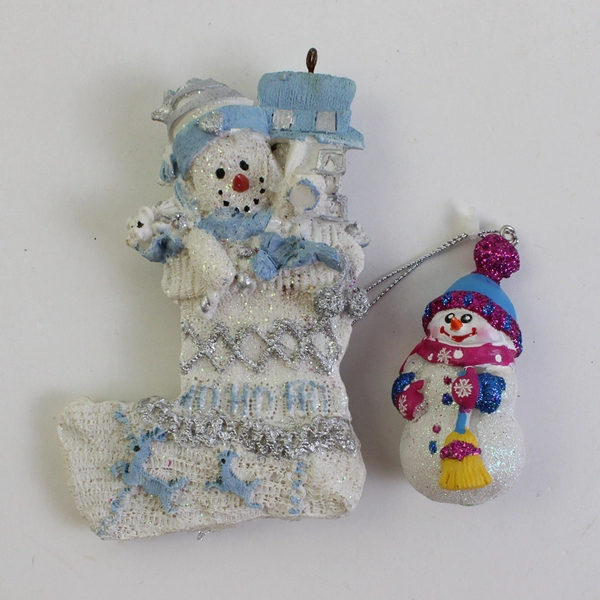 Lot of 6 Snowman Christmas Ornaments FLAWED