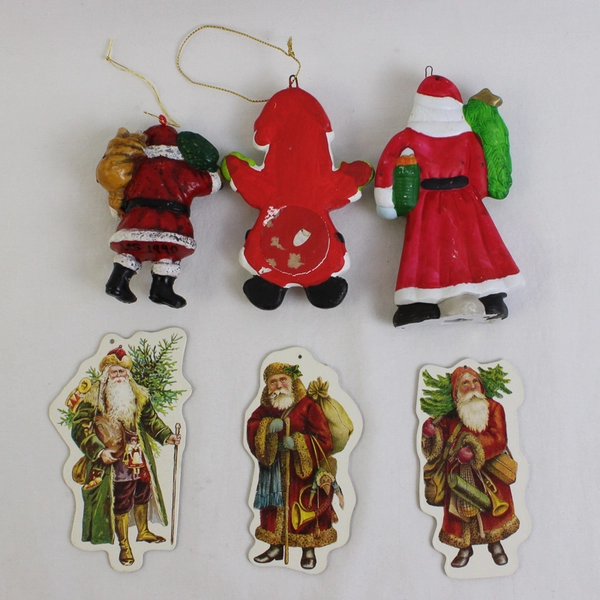 Mixed Lot of 6 Santa Claus Christmas Ornaments