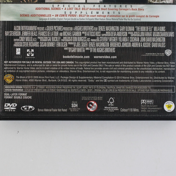 The Book of Eli DVD, 2010 Alcon Entertainment Denzel Washington Apocalyptic