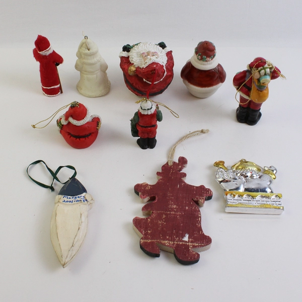 Mixed Lot of 10 Santa Claus Christmas Ornaments FLAWED