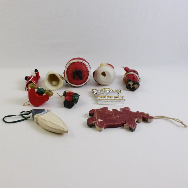 Mixed Lot of 10 Santa Claus Christmas Ornaments FLAWED