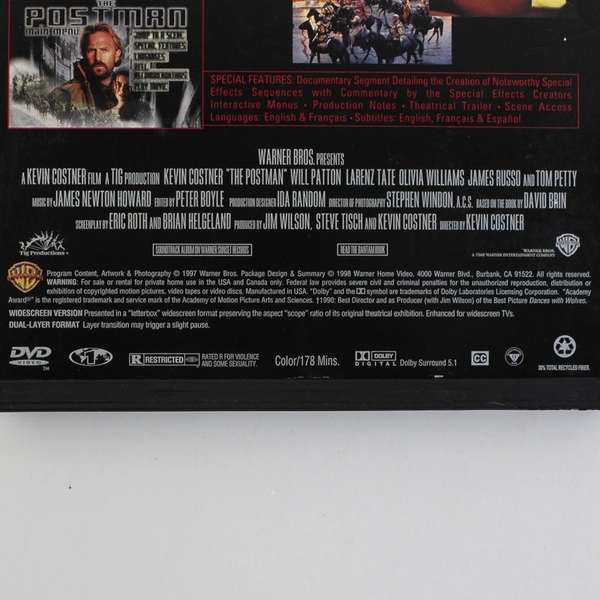 The Postman DVD 1998 Warner Bros Kevin Costner Sci-Fi 15519