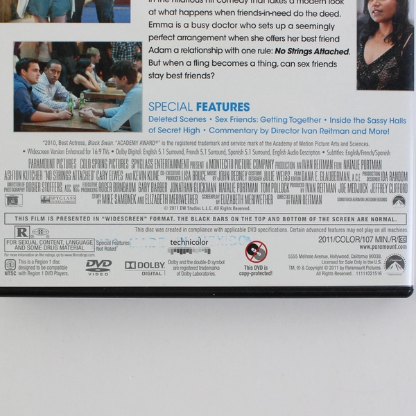 No Strings Attached DVD 2011 Spyglass Entertainment Natalie Portman Romance