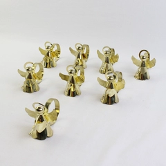 Set of 8 Gold-Tone Metal Christmas Angels with Trumpets Napkin Rings