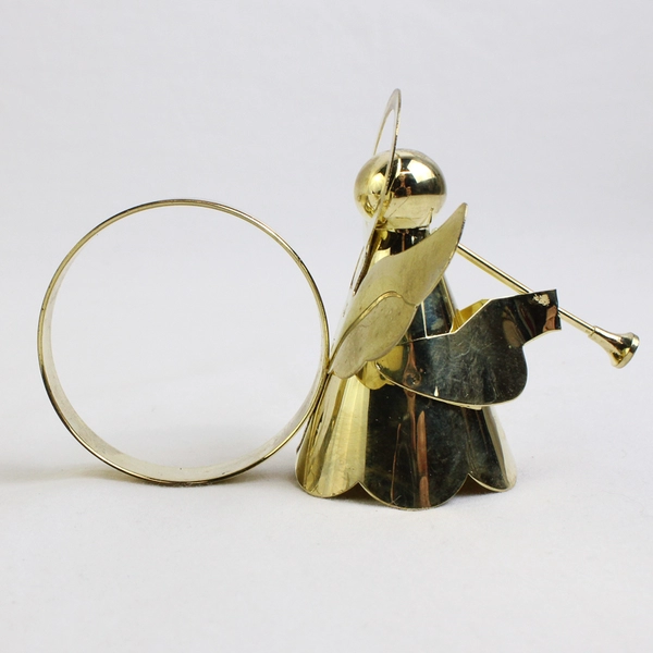 Set of 8 Gold-Tone Metal Christmas Angels with Trumpets Napkin Rings
