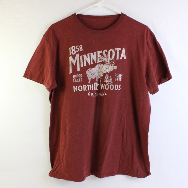 Minnesota Shirt Men's M Heathered Red Graphic Tee Moose