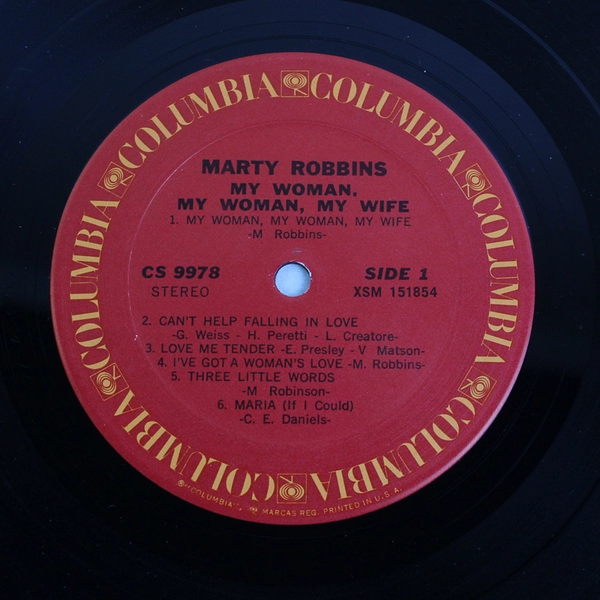 Marty Robbins "My Woman, My Woman, My Wife" Record Album