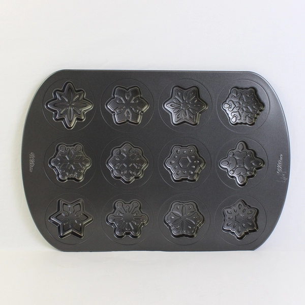 Wilton Christmas Snowflake 1 Dozen Molded Cookie Sheet Pan 11" x 16.5"