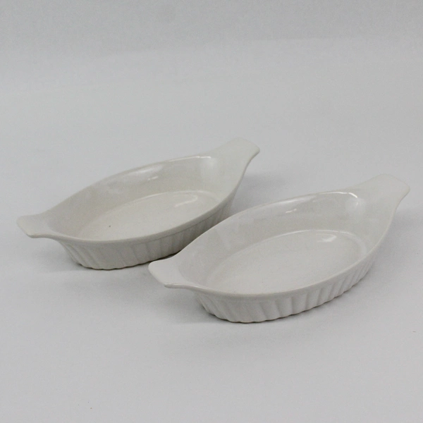 Lot of Two White Oven Proof Au Gratin Individual Baking Dishes 