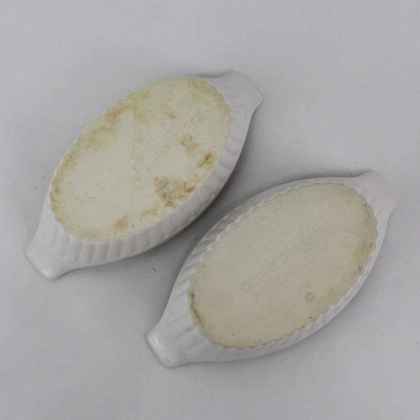 Lot of Two White Oven Proof Au Gratin Individual Baking Dishes 