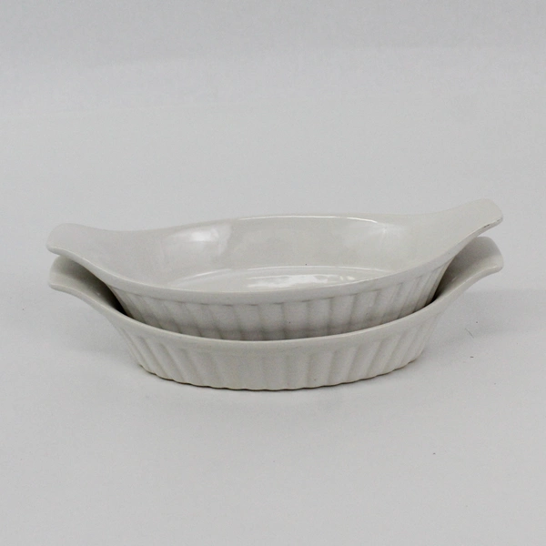 Lot of Two White Oven Proof Au Gratin Individual Baking Dishes 